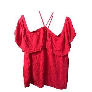 Apt 9. Cherry Red Off The Shoulder  Short Sleeve Shirt